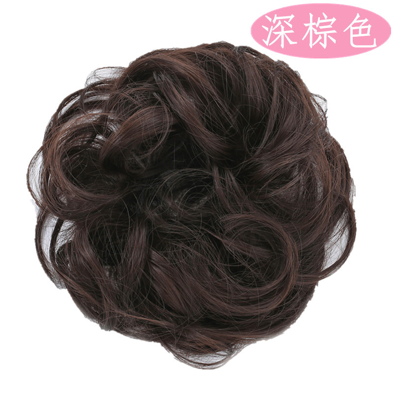 可卷可直 蓬松半丸子头 微卷发包韩式自然小号发包 花苞头假发圈