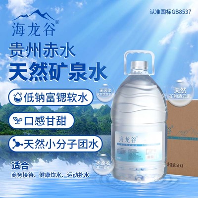 【活动专享】海龙谷天然含锶弱碱性天然矿泉水大桶饮 整箱5L*4桶