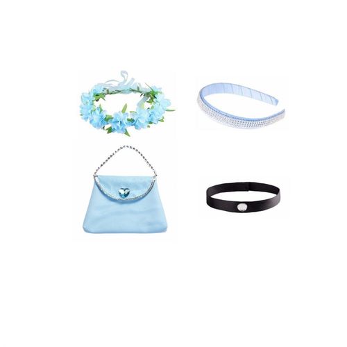 灰姑娘女童公主蓝色皇冠魔法棒假发发箍发饰包包蝴蝶别针生日礼物