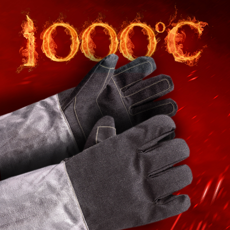 耐高温手套1000度微波炉烤箱隔热防火阻燃工业耐磨五指加厚防烫