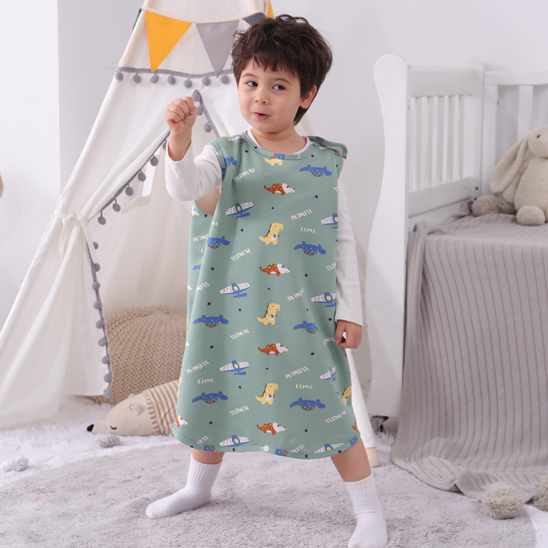 宝宝背心式分腿睡袋儿童防踢被睡衣马甲加绒无袖秋冬睡袋春秋居家