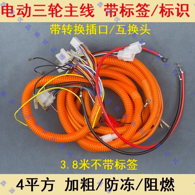 电动三轮车全车线整套转把线路大灯仪表把座喇叭转向电源尾灯线路