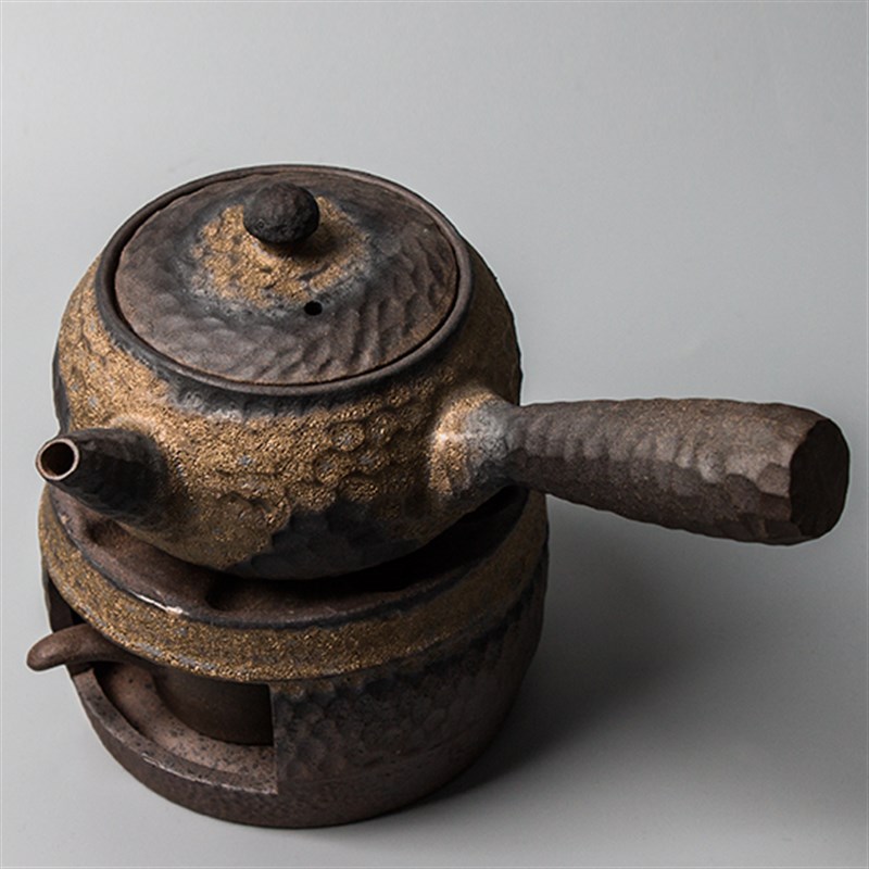 日式粗陶茶壶手工温茶炉 柴烧茶具陶瓷煮茶套装 功夫茶具暖茶套组
