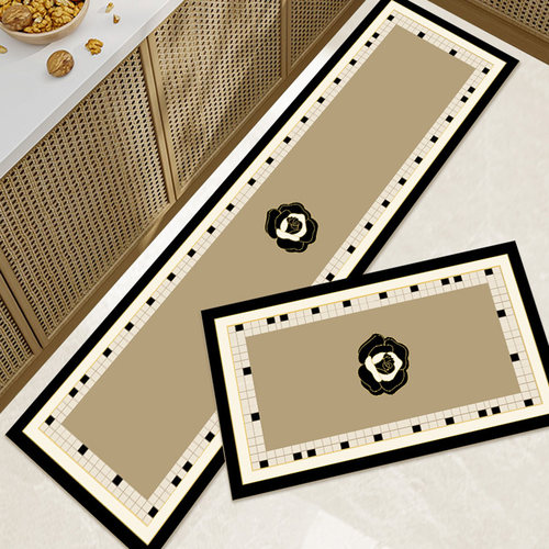 科技皮厨房地垫可擦免洗防滑耐脏长条地毯美式家用吸水吸油踩脚垫