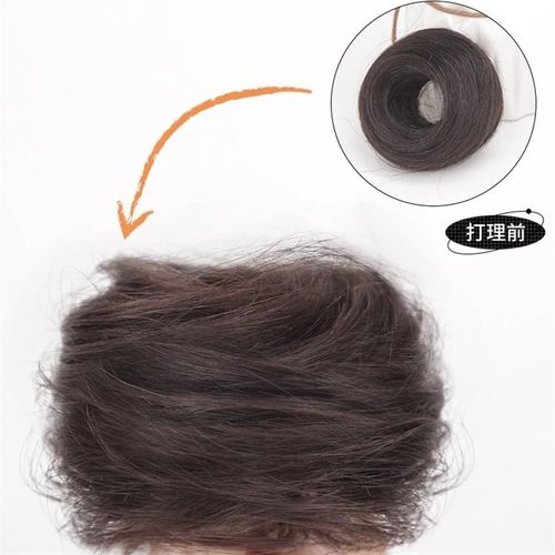 低扎丸子头假发女真气质发圈汉服古风发包自然蓬松发髻懒人盘发