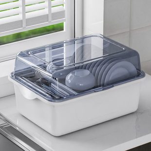 餐具箱碗盘带盖放碗家用厨房沥水碗碟架置物碗架 碗筷收纳盒碗柜装