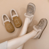 女冬季 新款 中老年加绒妈妈鞋 老北京布鞋 软底防滑保暖二棉圆头棉鞋