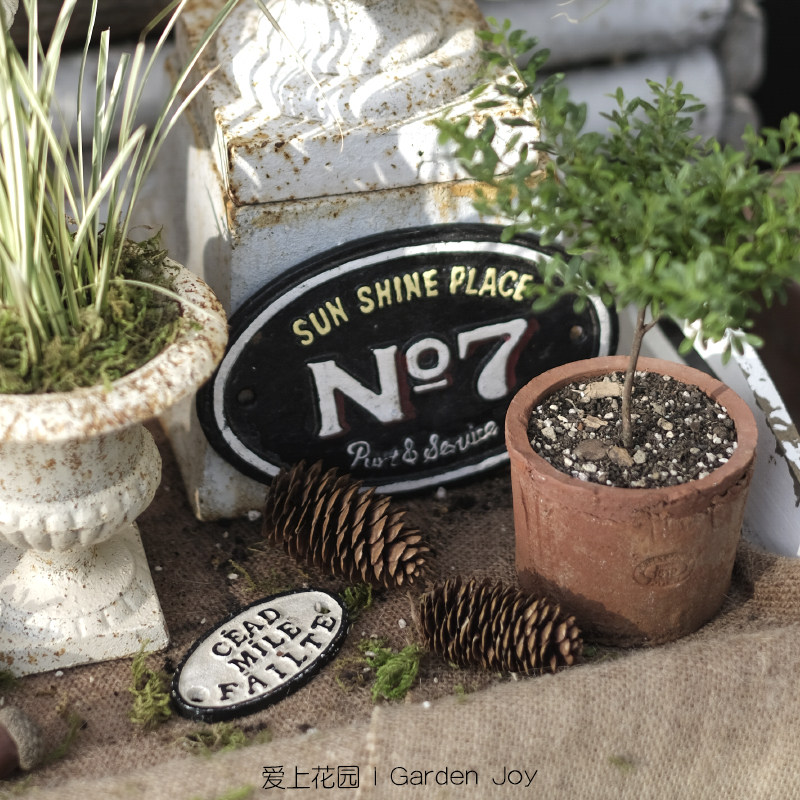 爱上花园铸铁做旧壁挂牌 墙饰户外园艺装饰挂件 No7英文牌