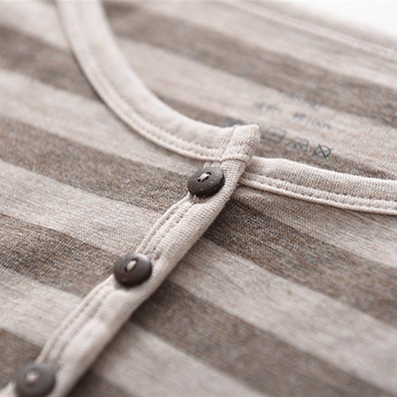 春秋超舒服纯棉情侣条纹家居服 男睡衣 女士长袖长裤套装居家T恤