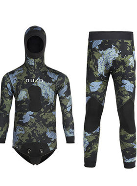 潜水服男3/5mm猎鱼服防寒保暖分体游泳衣冲浪湿衣自由深潜服装备