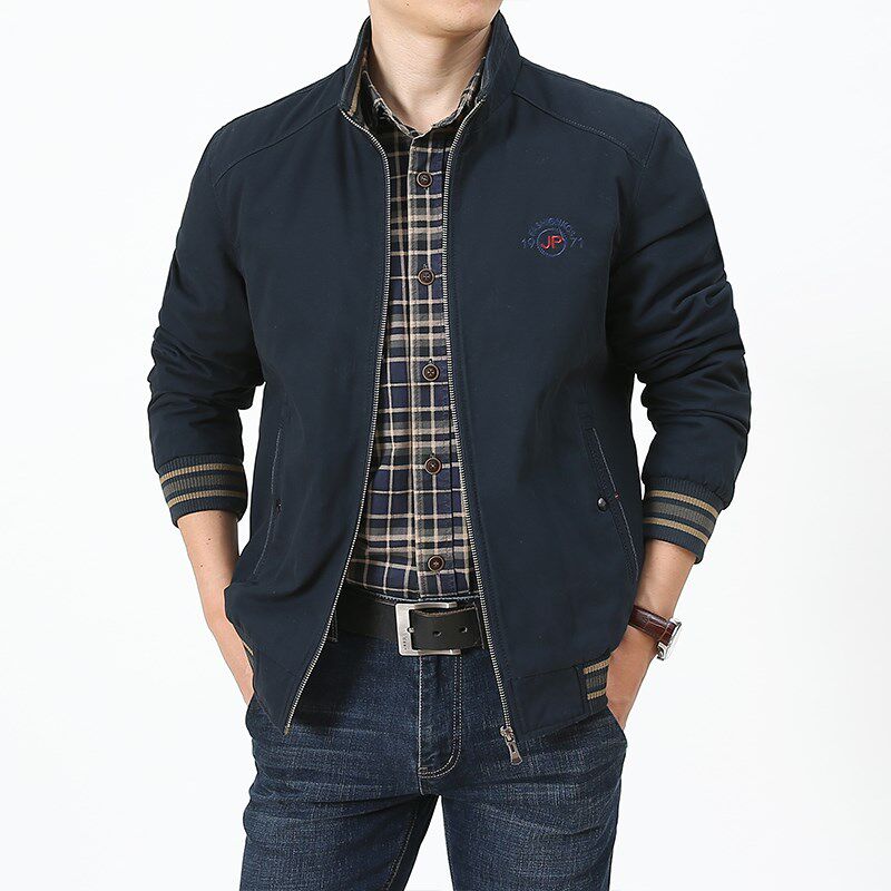 库宾森冬季加绒加厚纯棉夹克男士上衣40岁中老年宽松保暖冬装外套