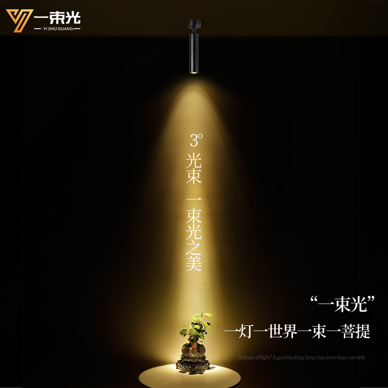 一束光聚光射灯3度光束角明装酒吧清吧餐厅餐桌氛围商铺吸顶轨道