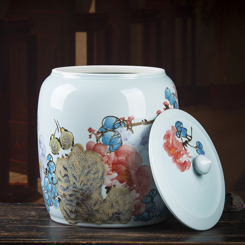 手绘陶瓷米缸米桶带盖防潮防虫储物罐面粉缸大号20斤30斤50斤家用,厨房/烹饪用具,米桶/米缸,淘宝优惠券,粉丝福利购,淘宝优惠卷