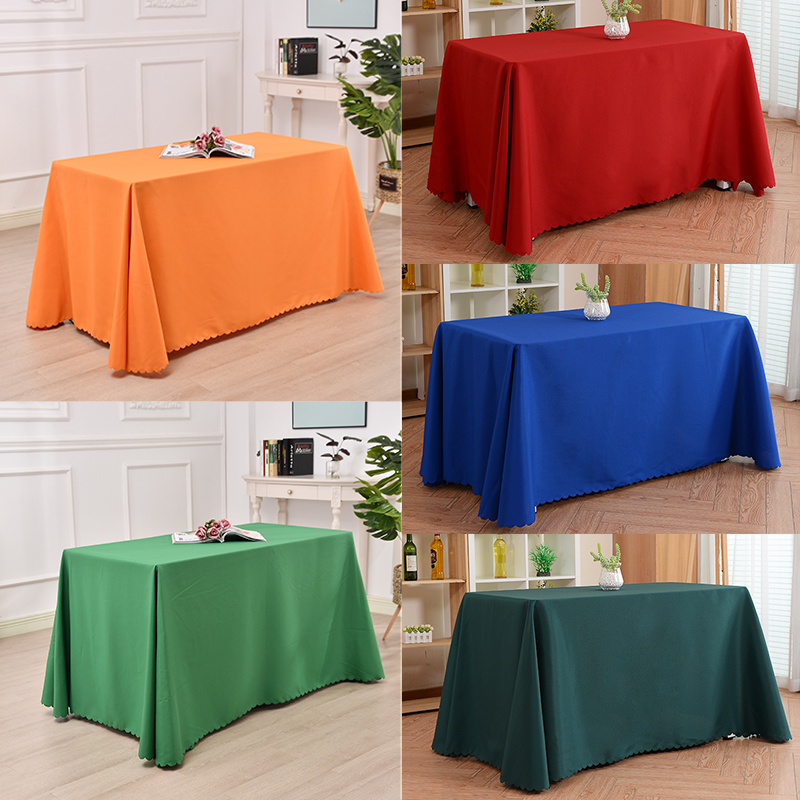 长方形白色纯色桌布家用桌套定制