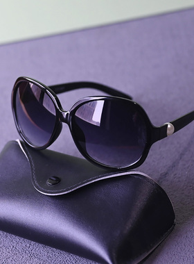 珍珠女士偏光太阳镜时尚圆框墨镜女优雅气质黑色茶色香槟防晒眼镜