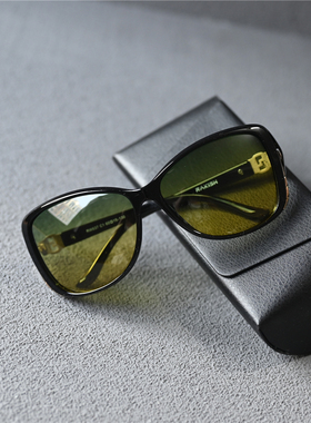 高档女士偏光太阳镜日夜两用开车墨镜镶钻气质女款防晒眼镜黄绿片