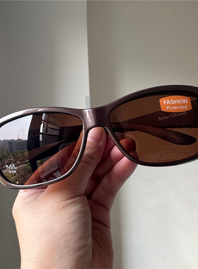 茶色墨镜男女通用偏光镜可做近视套镜防风镜骑车防晒包裹式太阳镜
