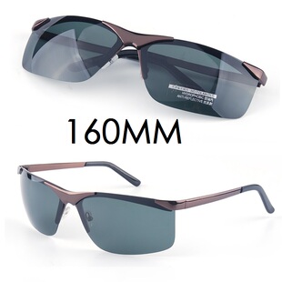 超大框男士偏光太阳镜合金胖脸不夹墨镜160mm超大头围帅气黑色