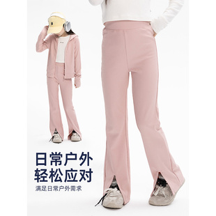 女童高腰弹力开叉喇叭裤2025春新款儿童修身运动裤中大童休闲长裤