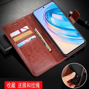 适用荣耀X50i手机壳翻盖华为CRT-AN00保护套6.70英寸CRT-ANOO外壳皮夹X5OI硅胶CRTAN00钢化膜CRT一AN00潮女荣