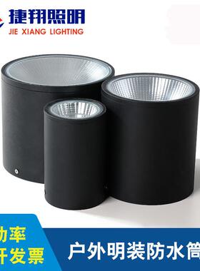 LED防水明装筒灯2030W户外吸顶灯走廊过道雨棚天棚防水灯明装筒灯