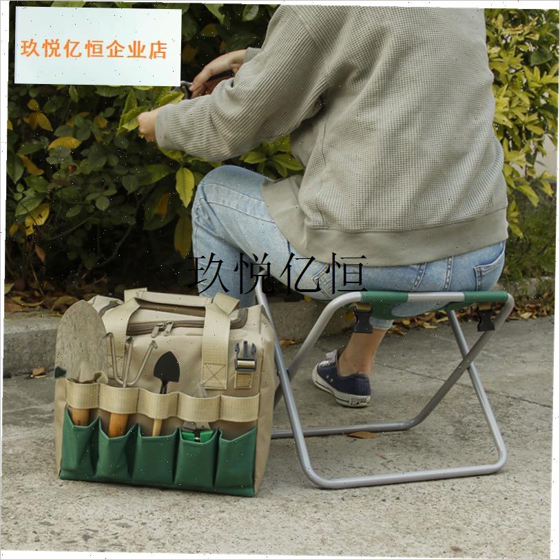 跨境亚马逊可拆卸花园工具折y叠凳 园林工具收纳袋园艺凳多功能,