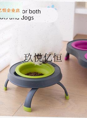Dexas折叠碗架狗狗饭碗水碗大容量G猫粮碗防打翻高脚护颈宠物用,