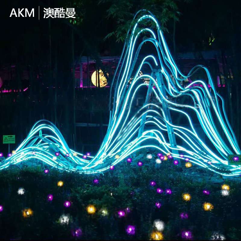 户外防水音符线高山流水灯led创意造型灯公园景区景点草坪景观灯