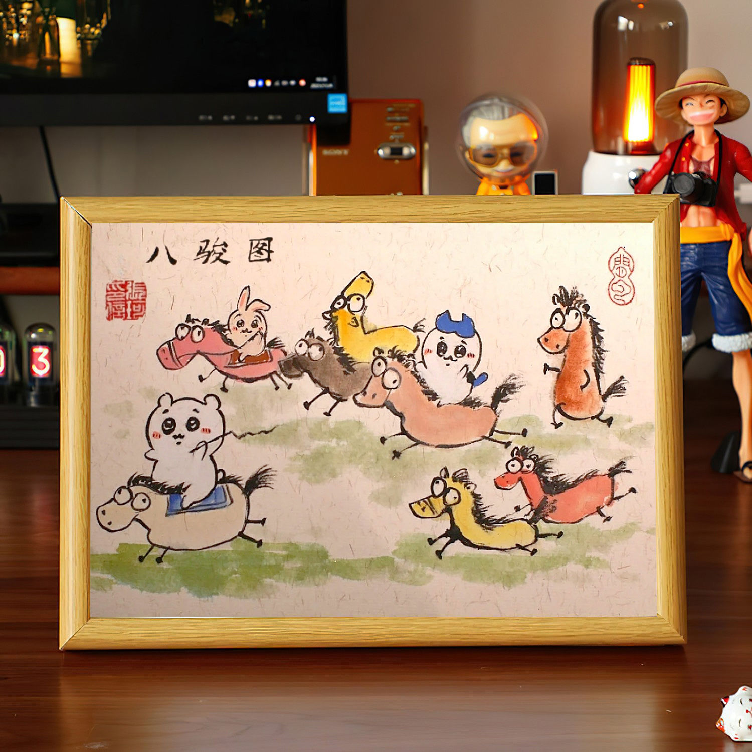 chiikawa周边乌萨奇摆件相框八骏图搞笑装饰画宿舍卧室书桌送朋友