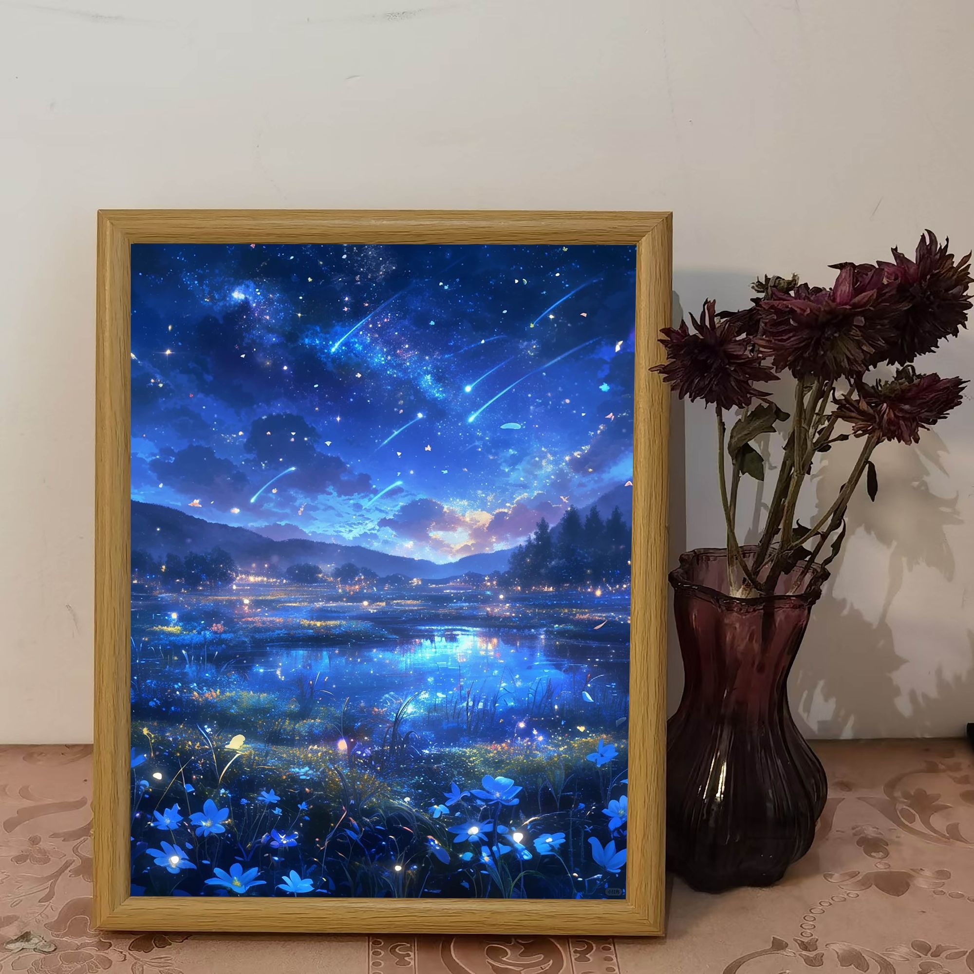 梦幻场景星空银河系治愈系风景相框摆台新款房间家用个性风景画