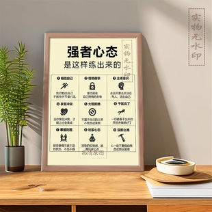 强者心态时刻提醒自己警觉正能量激励摆件相框办公书桌面装饰摆台