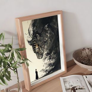 心有猛虎桌面日常办公室桌面相框摆台摆件挂画木质装饰画画挂墙壁