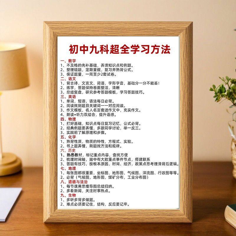 初中九科学习方法摆件初中学生书桌座右铭励志思路整理相框,家居饰品,相框/画框,淘宝优惠券,粉丝福利购,淘宝优惠卷