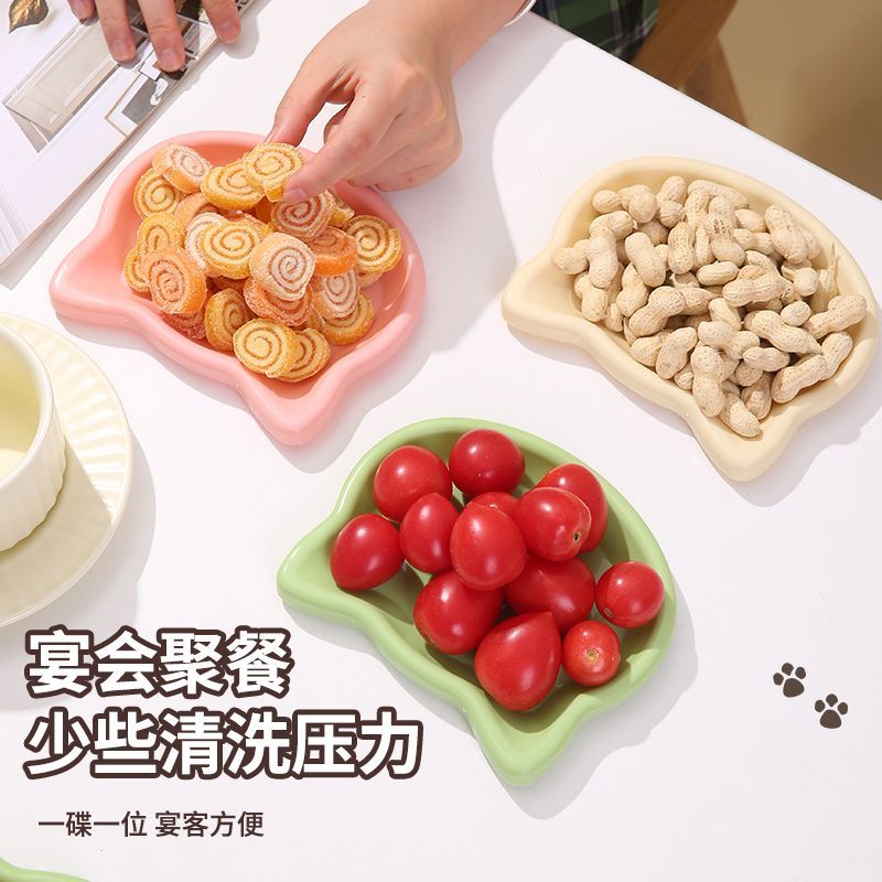 网红日式ins胖嘟嘟高级可爱小猫盘子甜品蛋糕塑料早餐猫咪沙拉