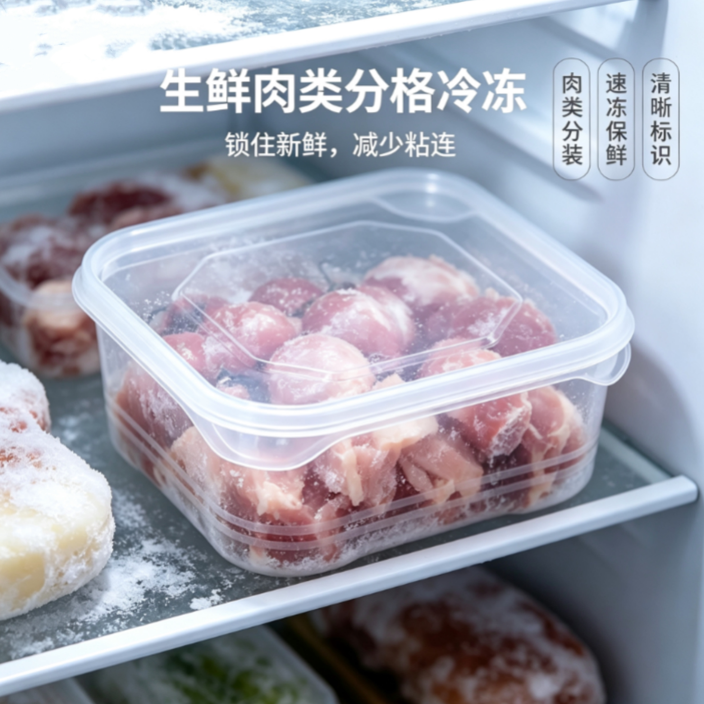 透明保鲜盒带盖冷冻冰箱保鲜盒专用盒保鲜带盖家用食物收纳盒