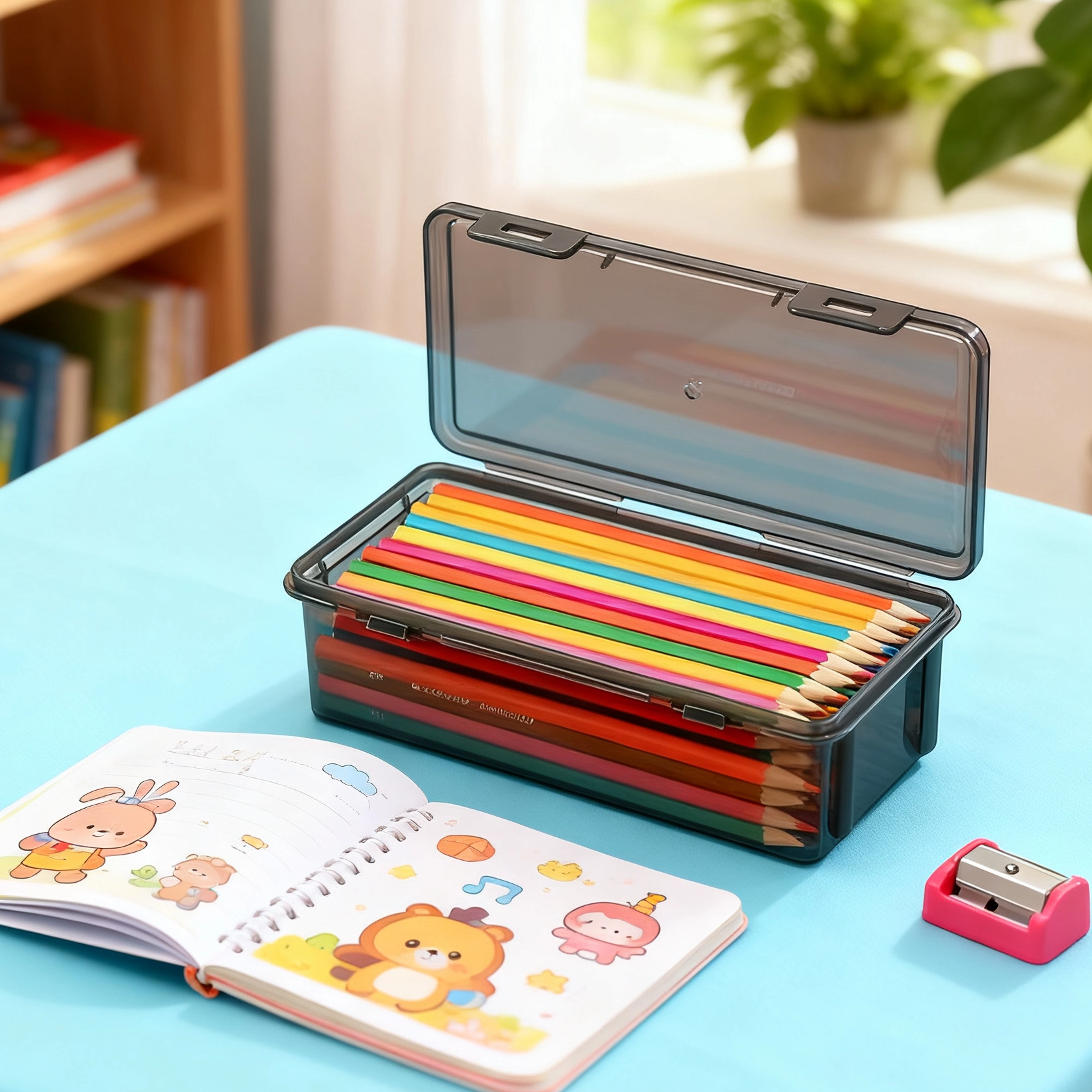 收纳盒透明防尘文具小卡片铅笔整理盒展示架多功能学习文具用品