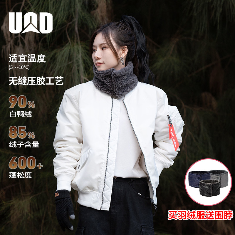 UOD工装羽绒夹克90白鸭绒秋冬季短款立领羽绒服男加厚夹克外套