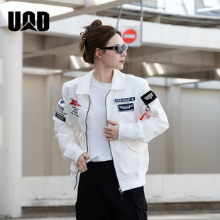 UOD26年新款春季飞行夹克男美式刺绣翻领棒球服春秋短款外套情侣