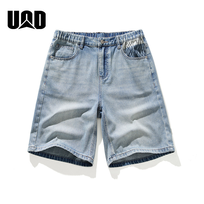 UOD牛仔裤男款时尚休闲日常宽松短裤百搭美式复古设计感潮夏季