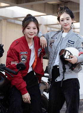 UOD潮牌飞行夹克男复古刺绣棒球服情侣款春秋季宽松百搭外套潮流