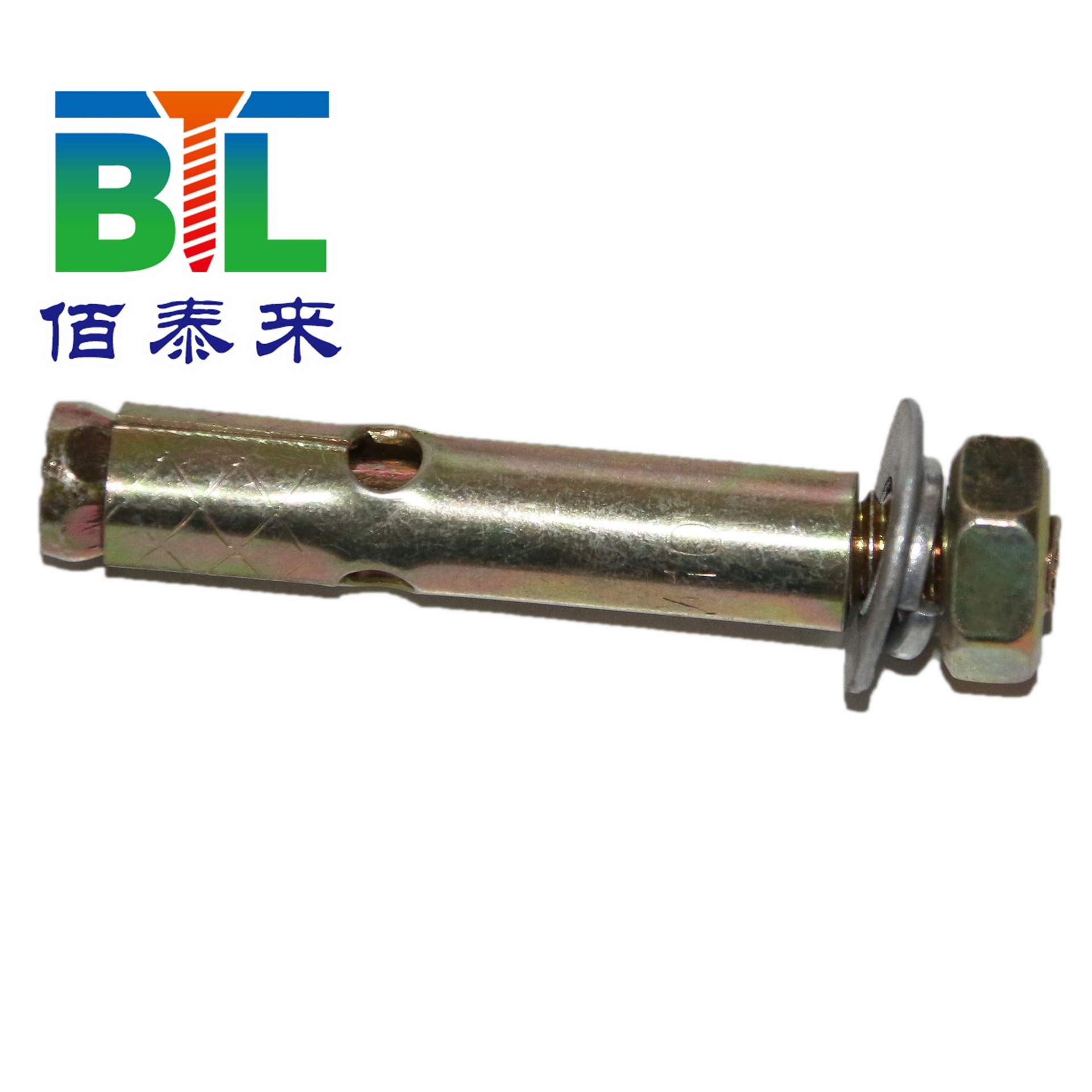 佰泰直销带孔长孔膨胀螺栓 镀彩锌膨胀螺丝 国标螺栓