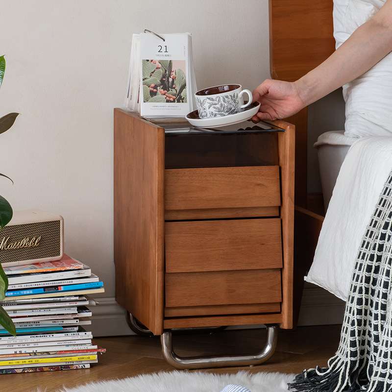 实木床头柜卧室移动现代简约家用收纳床边柜柜子小户型窄边储物柜