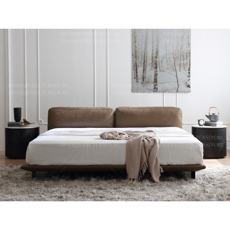 意式极简真皮床主卧大床北欧现代简约软包双人床设计师轻奢婚床