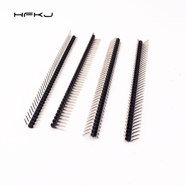 现货2.54mm单排弯针2.54间距1*40PIN正弯反弯排针连接器ROSH镀金