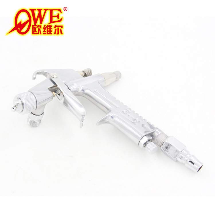 欧维尔OWE-F-2重力式气动油漆喷涂枪 圆形碟形嘴喷枪 补漆枪 上壶