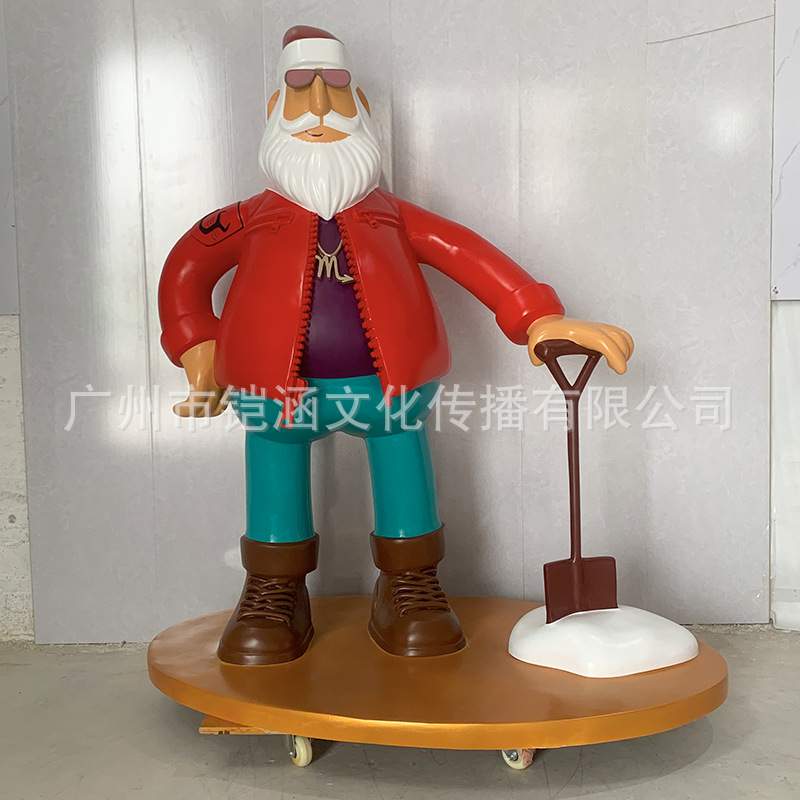 大型圣诞老人玻璃钢雕塑落地摆件节日活动装置品道具泡沫模型雕塑