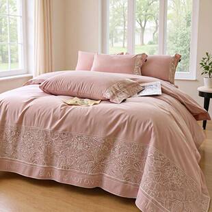 高级感母婴级a类加厚全棉磨毛四件套纯棉冬季长绒棉刺绣床笠被套