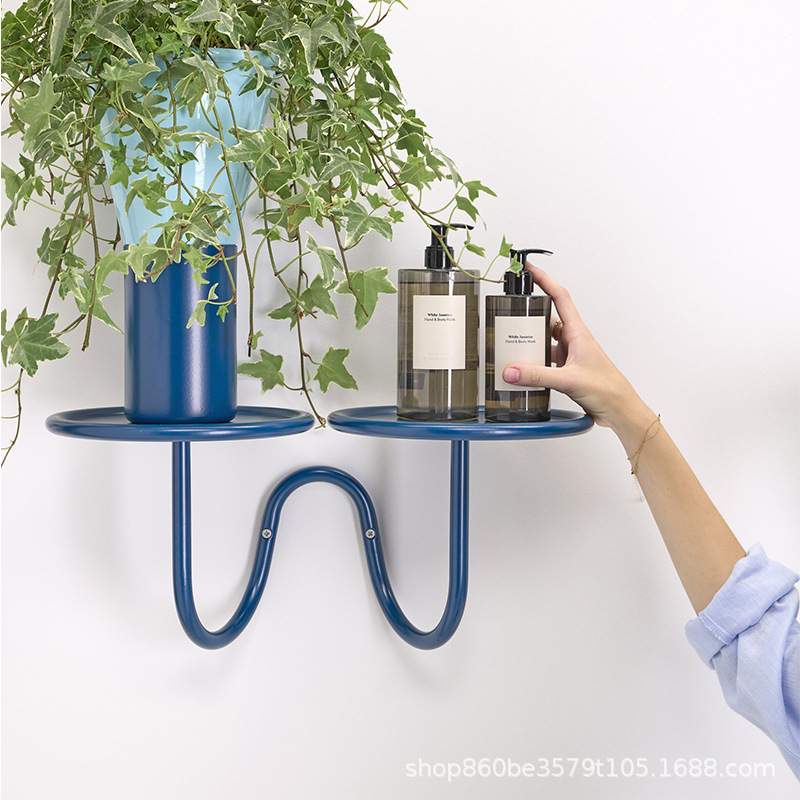 造心家具|新款现代简约金属设计师墙面装饰圆形花盆置物架花架