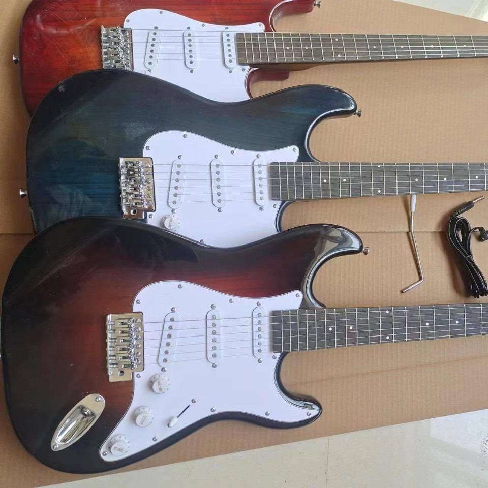 ST电吉他白品线杨木琴体科技木指板进口枫木头电声吉他新款