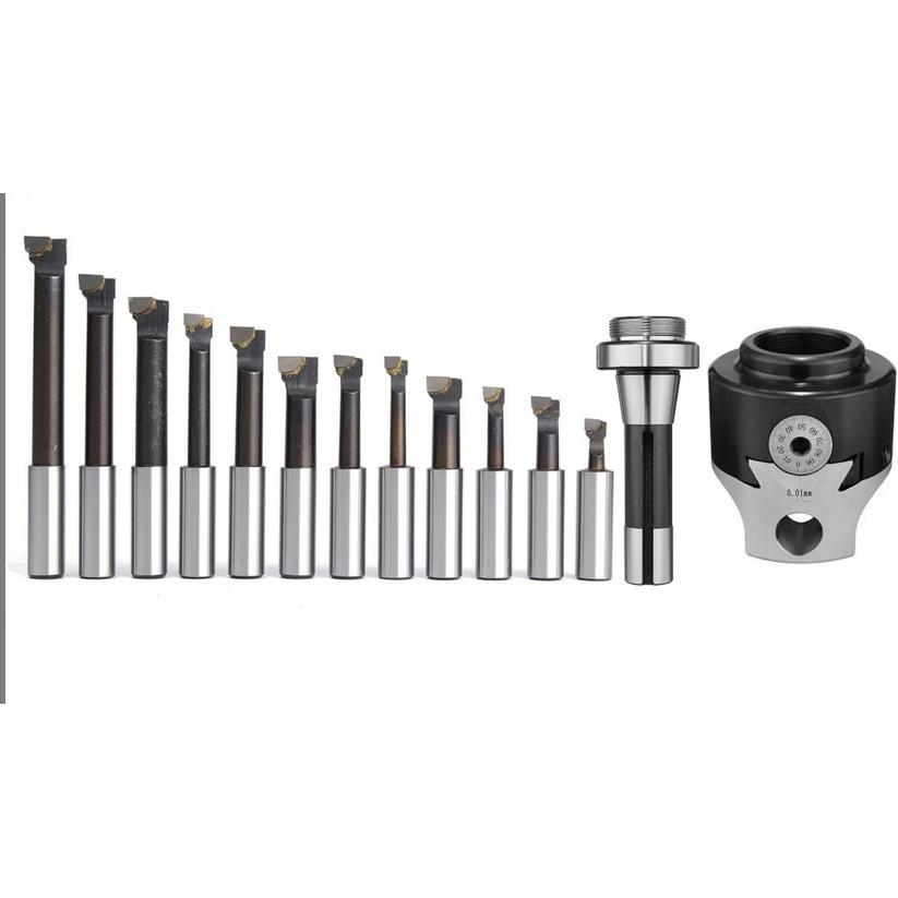 SKU:[(OPP袋包装)钻床镗头套装3寸镗头+R8柄+12个3/4寸镗杆